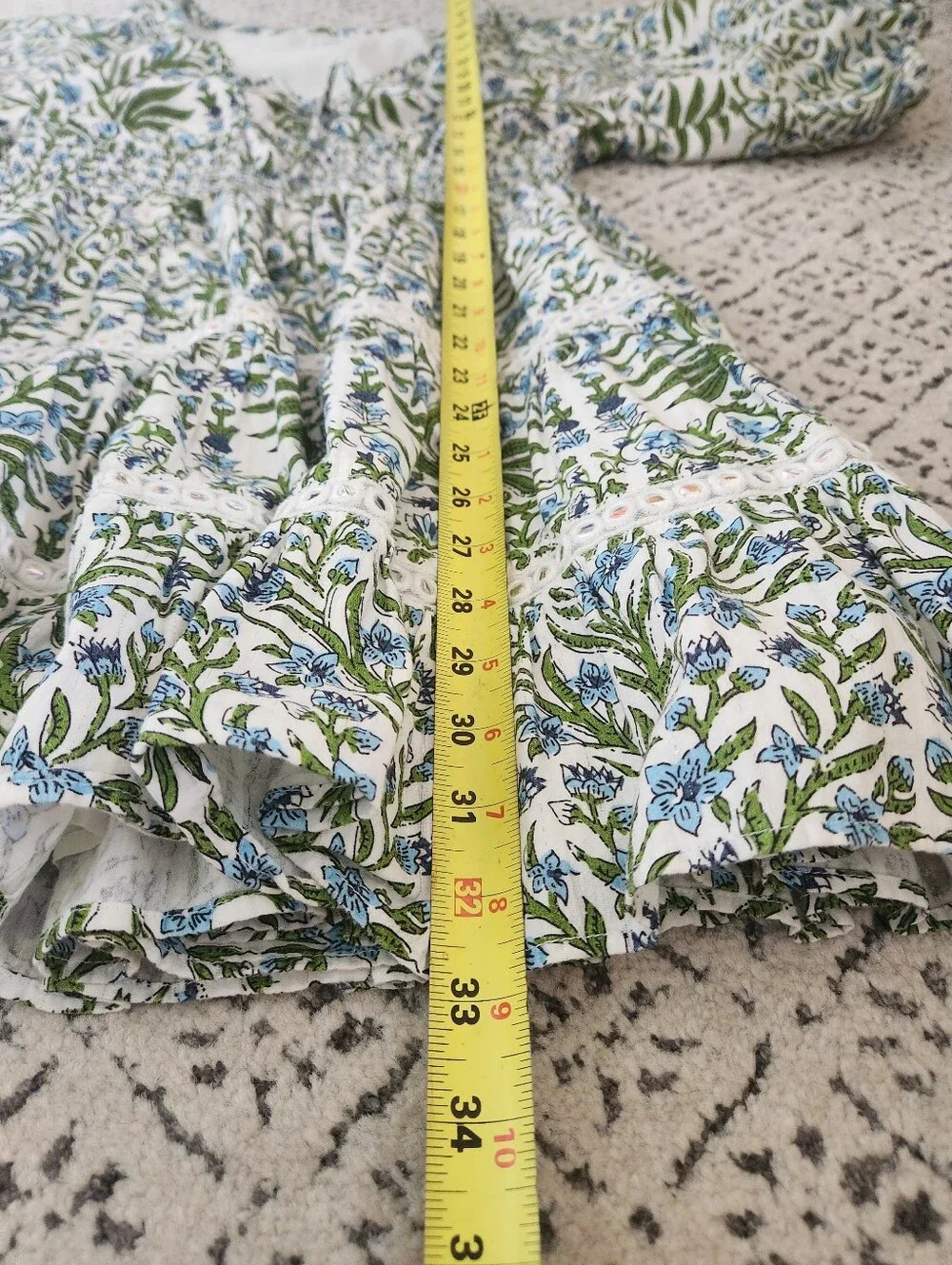 SAYLOR White Floral Puff-Sleeve Mini Dress with Green Print - Picture 16 of 16